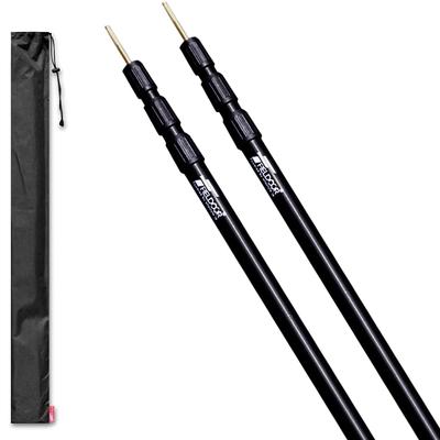 FIELDOOR Telescoping Aluminum Tent Pole Diameter 28mm (Height 89-230cm) 3-part Stepless Adjustment Set of 2 [Matte Black] Includes Storage Bag Swing