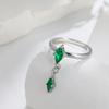 Green Crystal Marquise Stone Tassel Pendant Stainless Steel Rings for Women Vintage Gold CopperColor Wedding Jewelry Minimalist