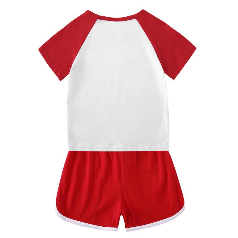Kids' Summer Color Block Sports Set: Short Sleeve T-Shirt & Hot Pants