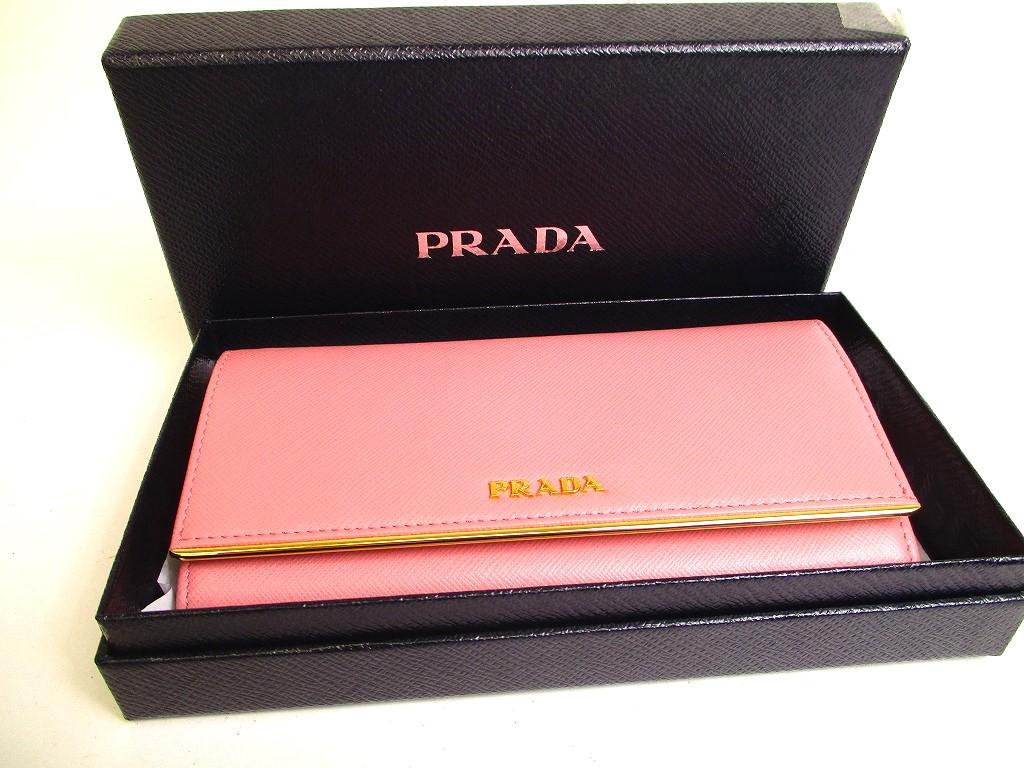 Authentic PRADA Saffiano Metal Pink Leather Bifold Long Flap Wallet #a126  Refurbished