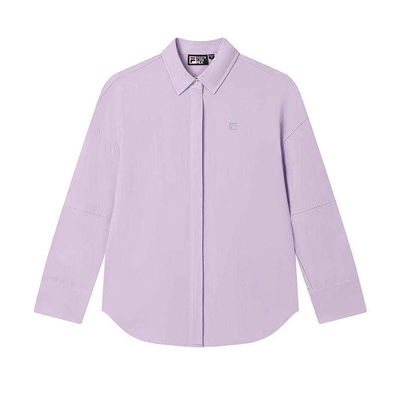 Fila White Series Loose Fit Logo Design Polo Shirt Women Shirts Orchid-Purple F11W523408F-VT
