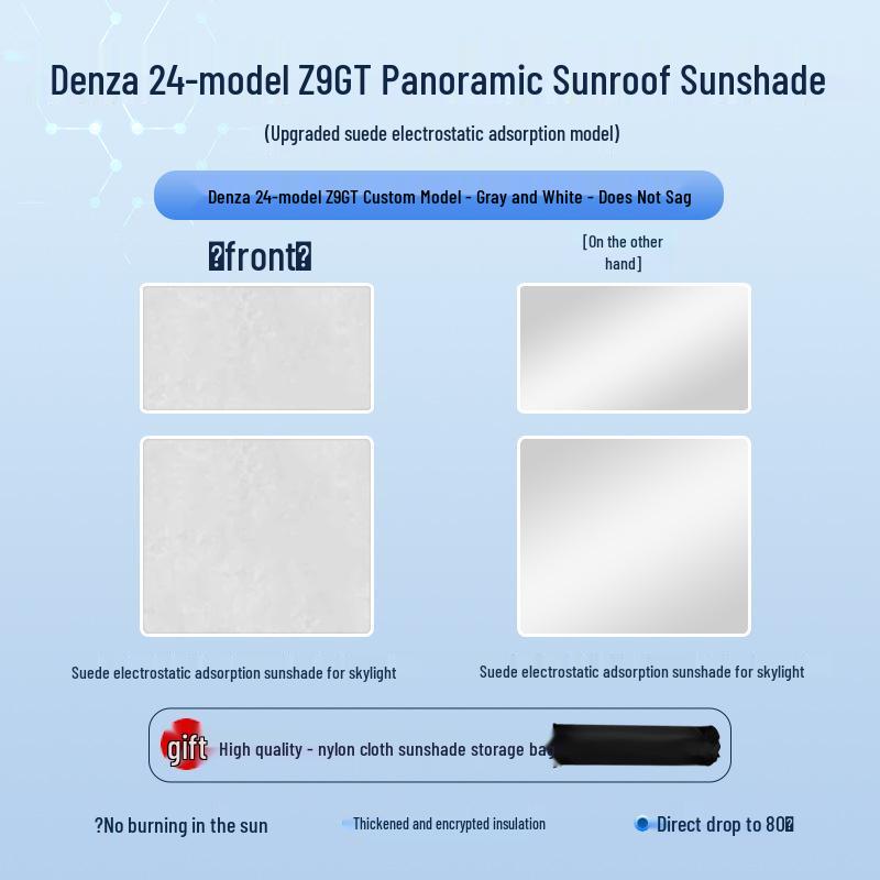 Denza Z9GT 2024 Sunroof Electrostatic Sunshade: Heat & Light Blocker, Privacy & UV Protection.