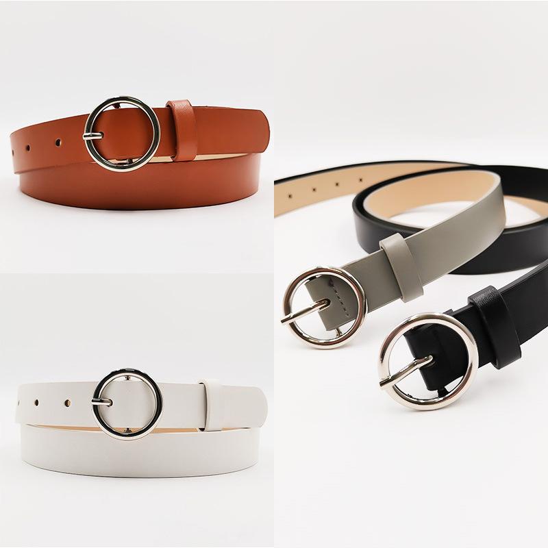 All-match Round Buckle Women's PU Belt Simple and Fashionable Jeans Belt New Student Belt