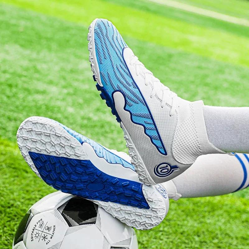 Professional Unisex Soccer Shoes Spikes Long Spikes Ankle Soccer Boots Outdoor Turf Soccer Shoes EU Size 33-46 Futsal Shoes
