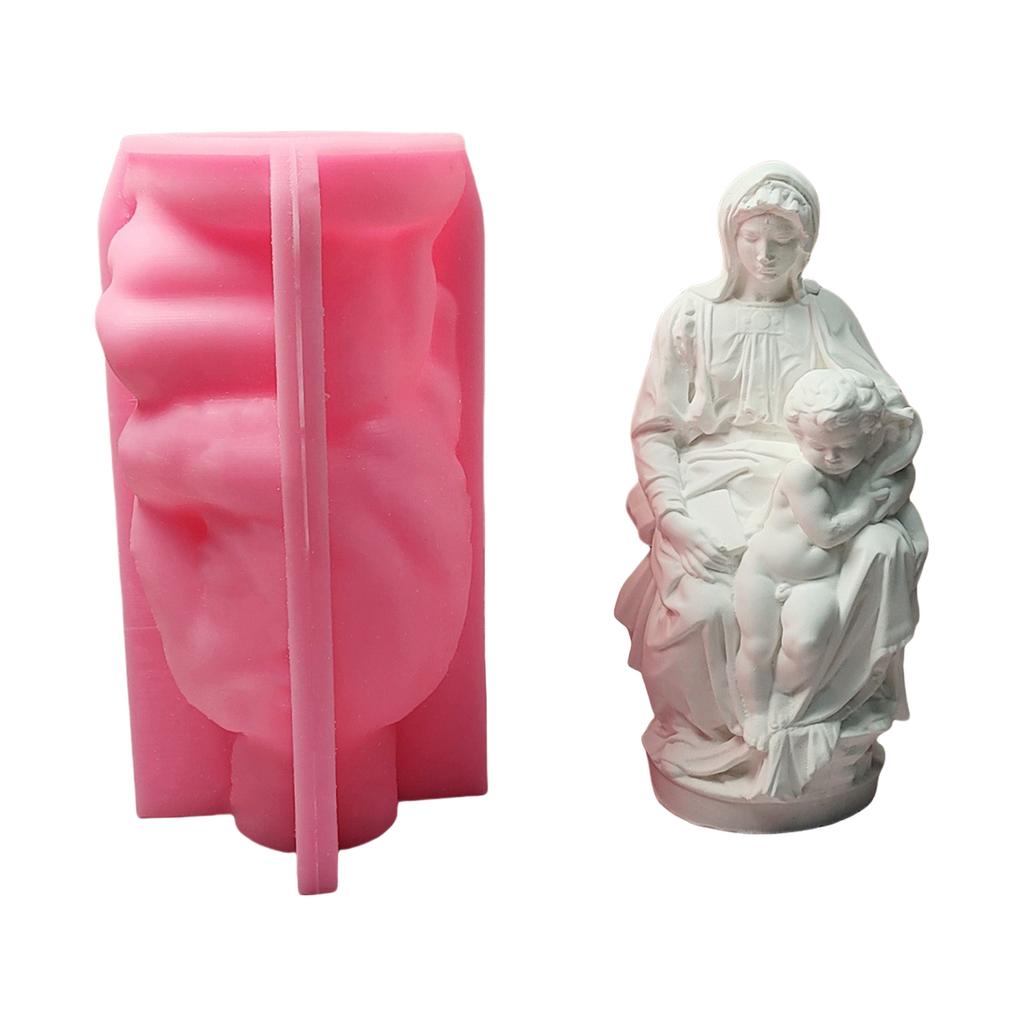 Mother and Child Sculpture Silicone Mold Religious Figurine Mould Plaster Casting Mold for Gift Shops and Hobbyists