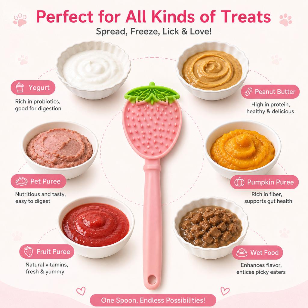 Lickable Spoons Cat Treats Slow Feeder Pet Fun Feeder with Handle Lick Sticks Toy,Food Safe Material, For Bonding Training Calming