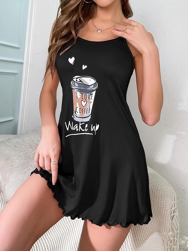Summer Women's Printed Strappy Mini Dress: Casual, Comfortable, Sexy Nightgown