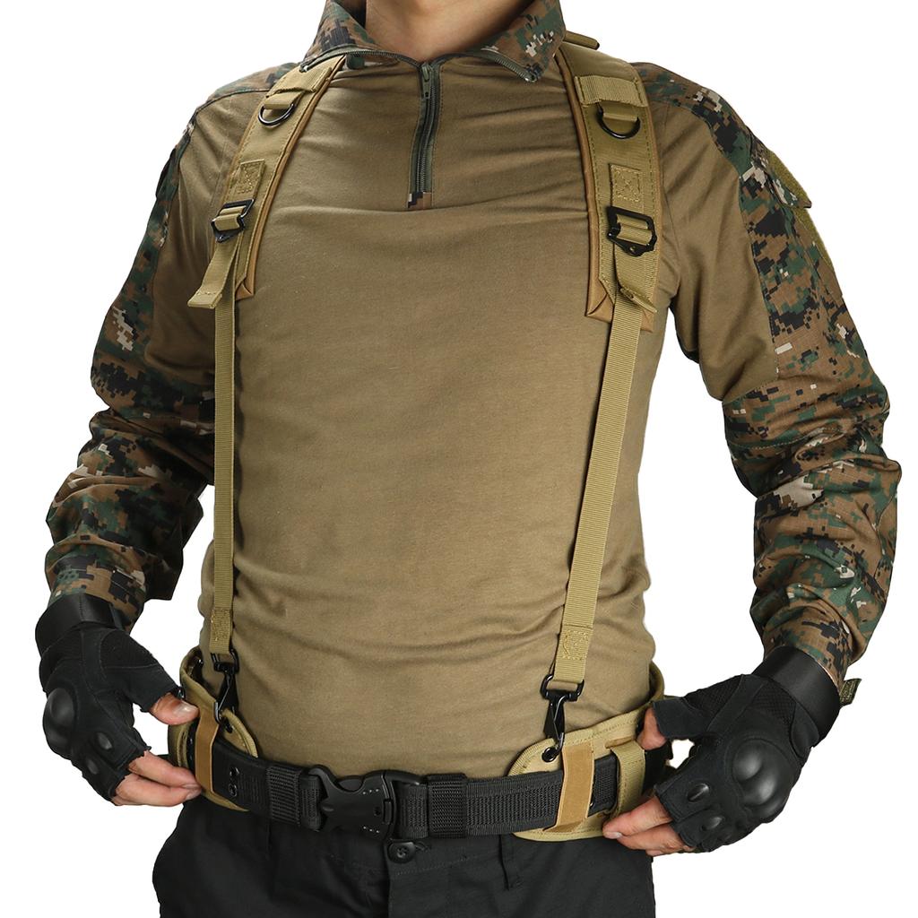 Cintura da Battaglia Tattica MOLLE Portacarico Nylon Resistente e Durevole, Bretelle a H Imbottite Regolabili Staccabili per la Caccia