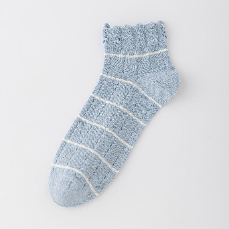 Sock Children's Spring/summer Striped Mushroom Lace Ankle Socks Trendy Versatile Breathable Cotton Short Socks with Lace
