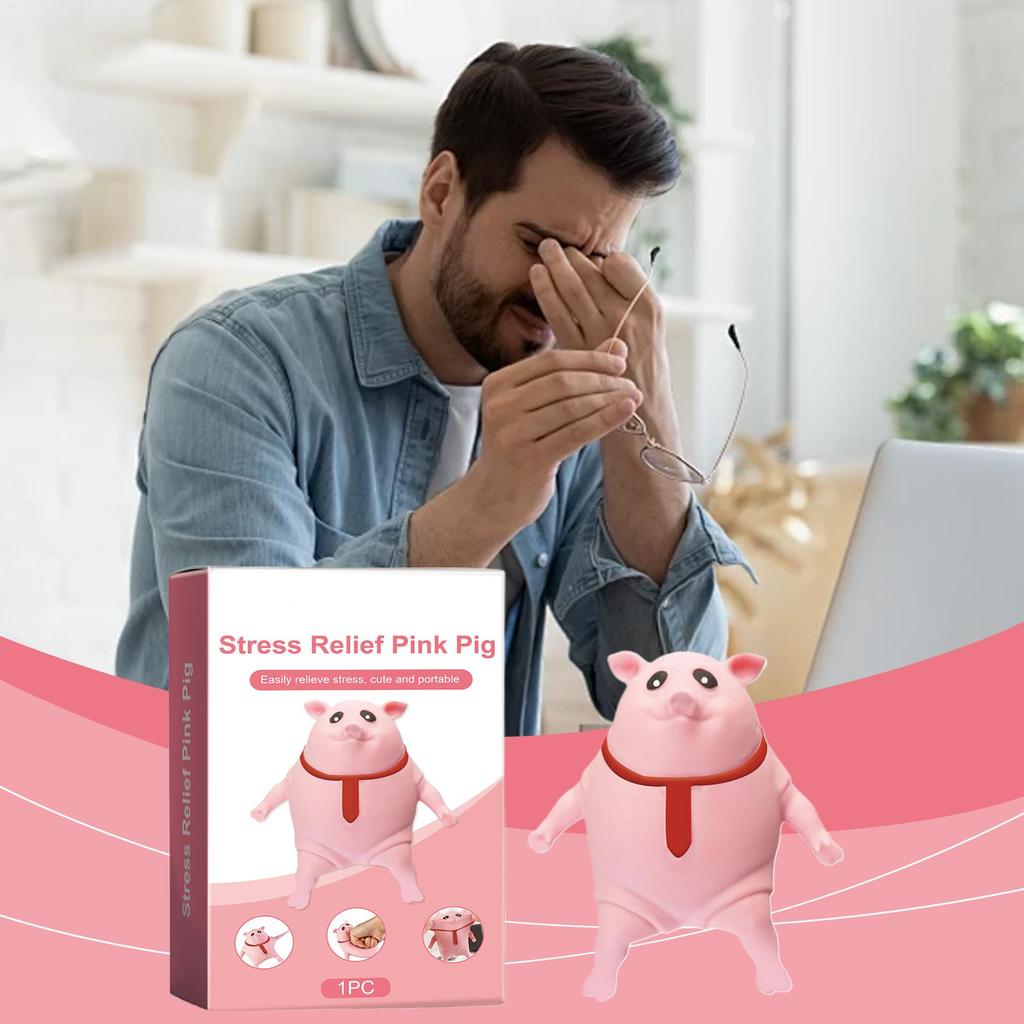 Soft Animal Pinching Fidget Toys Cute Pig Wearing Red Tie Animal Pinch Model Red Tie Design Round Body Animal Pinching Doll Toy