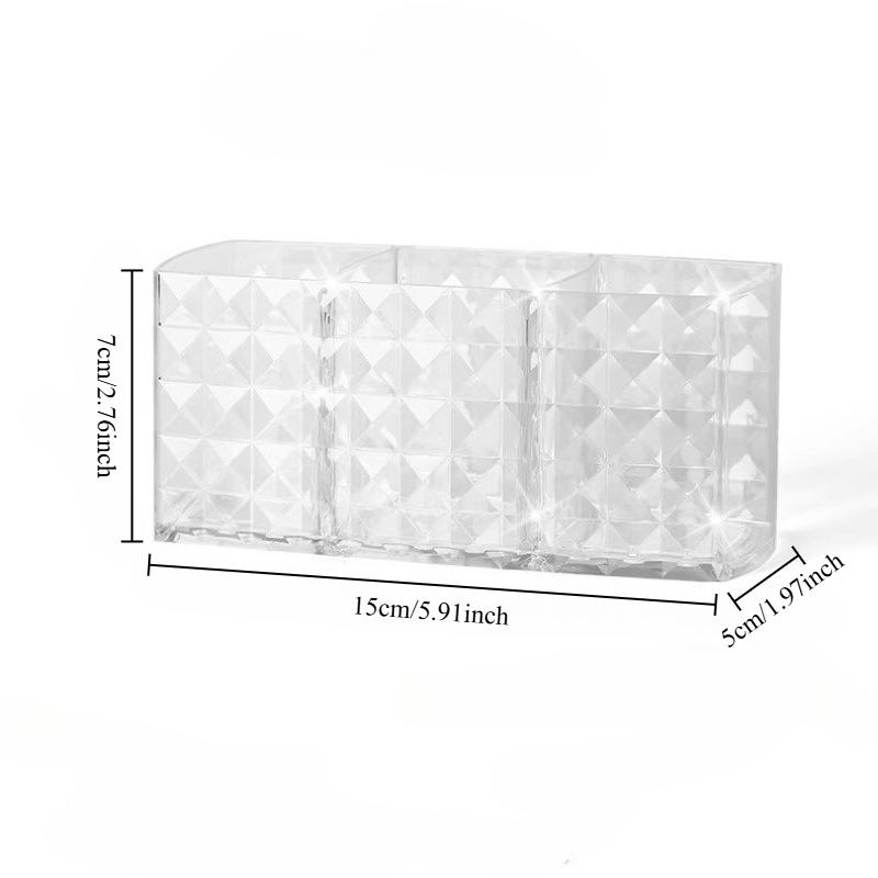 Transparent Acrylic Cosmetic Organizer - 3-Tier Makeup Brush & Lipstick Storage Box with No Lid for Bathroom & Makeup Desk