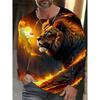 Vintage Lion T Shirt Men 3D Print Lion Graphic T Shirts Men Long Sleeve T-Shirt Mens Clothing Casual Loose Men's Clothing Tops