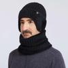 Fleece Scarf and Hat Set Soft Knitted Scarf Balaclava Hat Hooded Thermal Cap  Keep Warm
