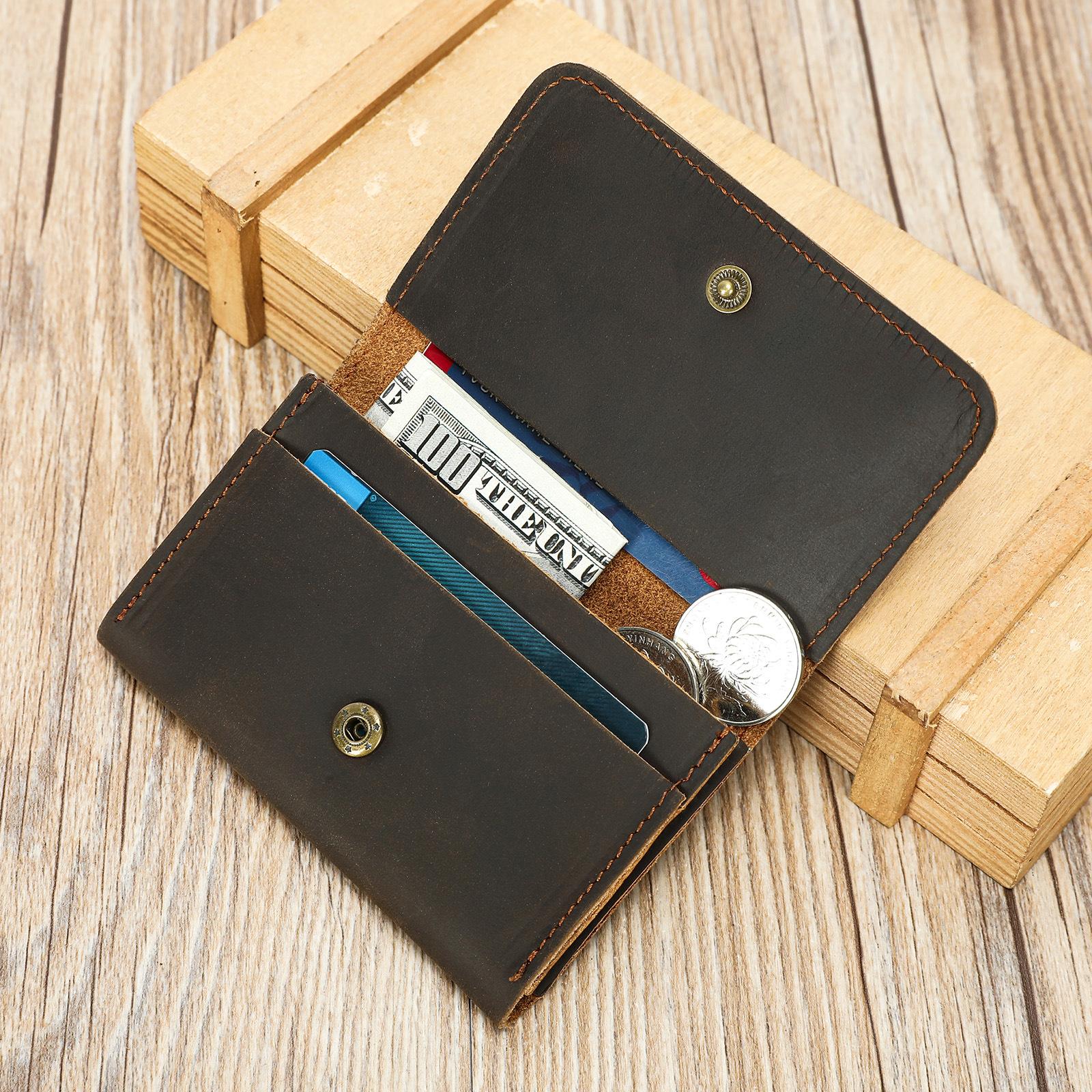 

Простая и ретро визитница, высококлассный кошелек, кошелек для монет, маленькая и портативная визитница One Size темный кофе