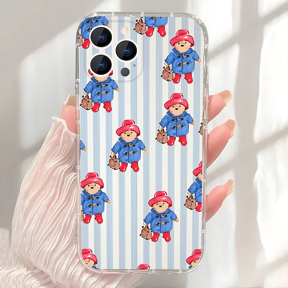 P-Paddington Bear Cute Phone Case For iPhone 17,16,15,14,13,12,11 Pro,Max,Plus,X,XS,XR,SE4,E Mini Transparent Soft Cover