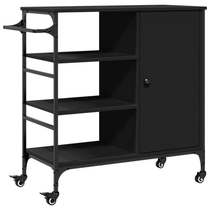 Chariot de cuisine noir 87,5x38,5x84,5 cm bois d ingénierie