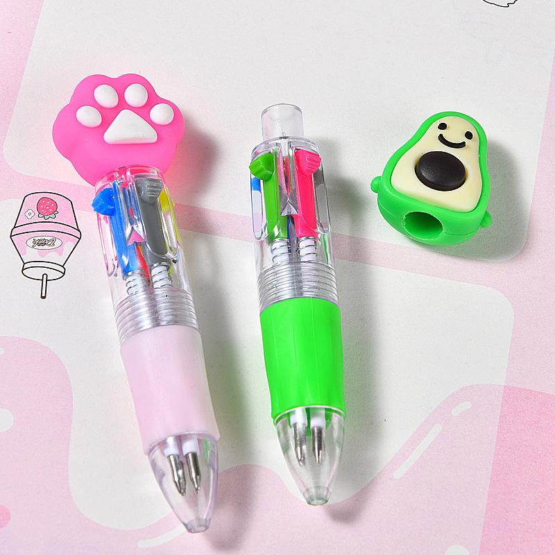 36Pcs Cute Cartoon Pony Mini Four-color Ballpoint Pen for Office Work, Brushing Questions, Signing Writing, Diaries, Notes, Student Classroom Prizes