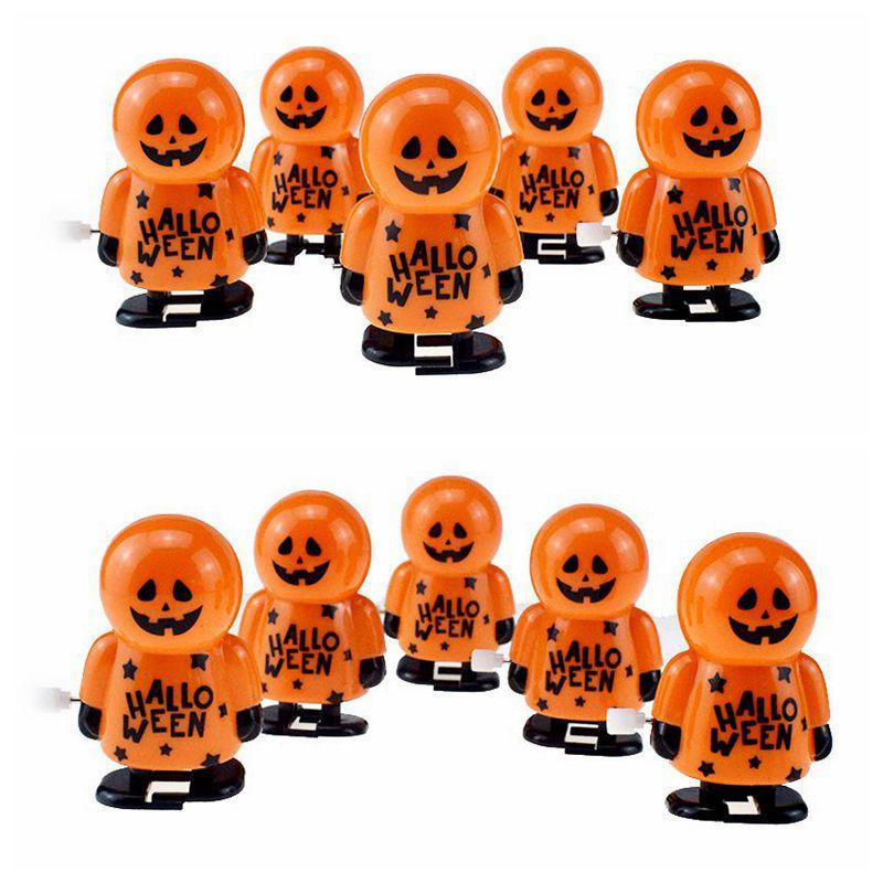 1Pcs Wind-Up Jumping Small Orange Pumpkin Man Halloween Toy Orange#0