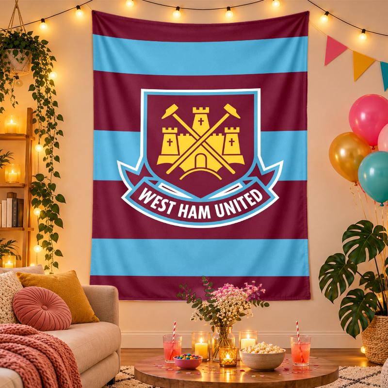 Polyester Wall Tapestry with West Ham United Design, Decorative Hanging for Bedroom Living Room Dorm