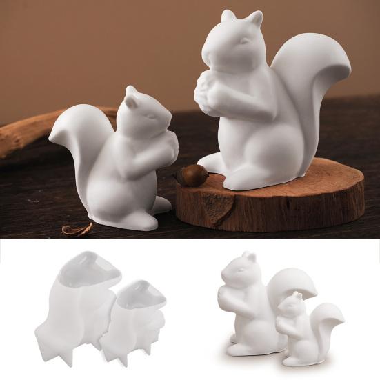 1/2Pcs Squirrel Silicone Moulds Candle Molds Eco-friendly Easy To Clean Reusable Animal Squirrel Plaster Moulds for DIY