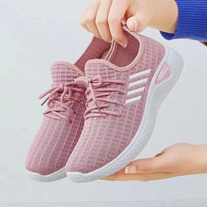 2025 New Arrival Lightweight Breathable Cotton Fabric Flat Sneakers with Elastic Band for Women's Running #SpringEssentials