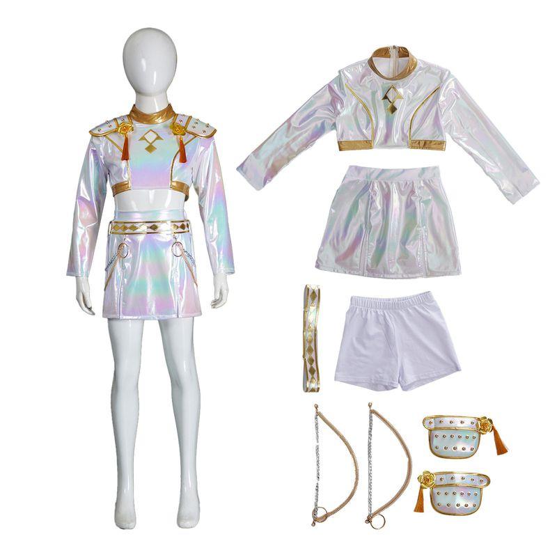 K-Pop Dämonenjäger Mädchengruppe Cosplay Kostüm Lumi Weiß Bunt Bühnenperformance Outfit Cosplay Kostüm Grenzüberschreitende Fabrik