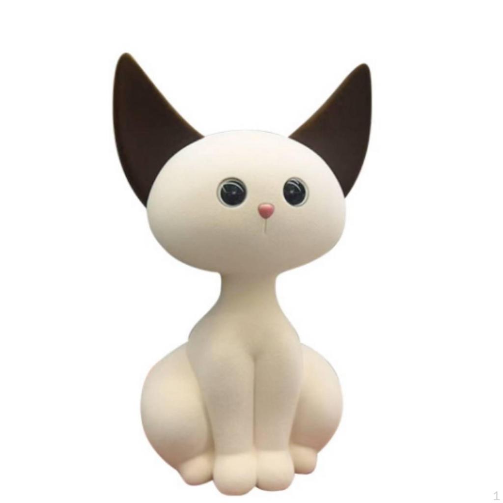 Cat Figurine Flocked Statue Cartoon Figurines for Collectors, Living Room, Shelf, Entryway