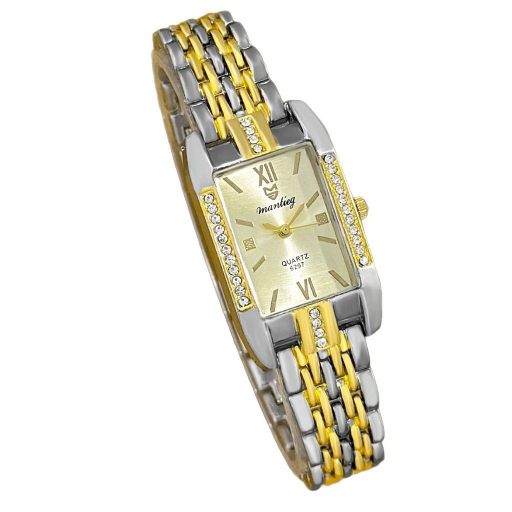 Alloy Square Steel Strap Watch Female Simple Rhinestone Square Diamond Roman Female Dial