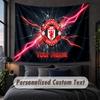 Arazzo Personalizzato con Nome e Testo, Appeso Decorativo da Parete del Manchester United, Arazzo di Sfondo per Casa Camera da Letto
