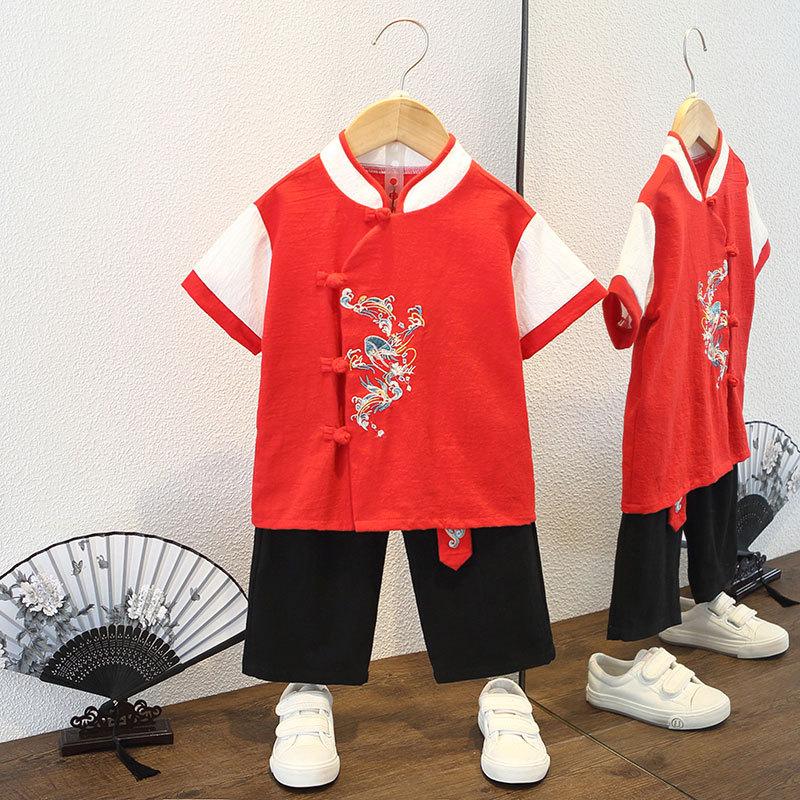 Hanfu Băieți Costum de Vară Costum Stil Chinezesc Costum Tang Copii Rochie Chineză Haine Spectacol 1 Iunie Copii Reali