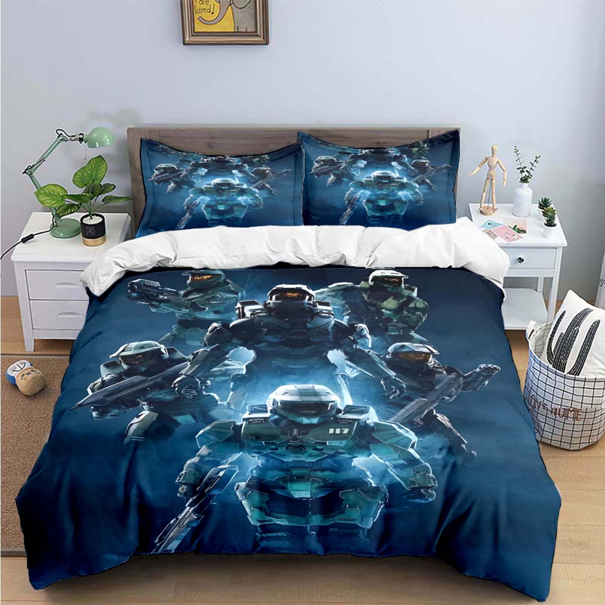 

Game H-Halo 2 Xbox Mechwarrior Print Bedding Sets Bed Supplies Set Duvet Cover Bed Comforter Set Bedding Set Luxury Gift AU Queen(210*210cm)3pcs