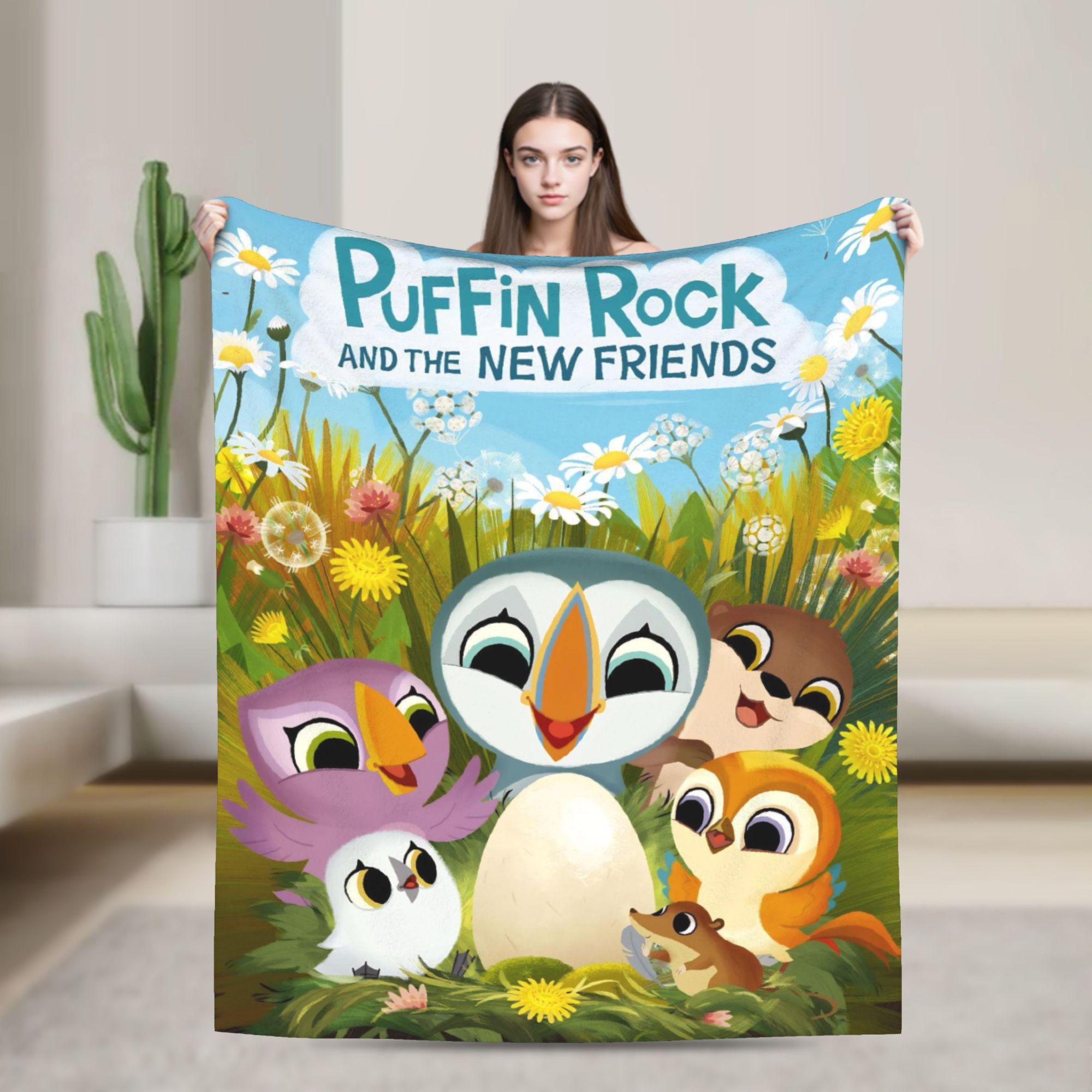 

Puffin Rock Oona Baba Fashion Blanket Coral Fleece Plush All Season Cartoon TV Watercolor Portable Ultra-Soft Throw Fashion Blanket for Couc 75x90cm