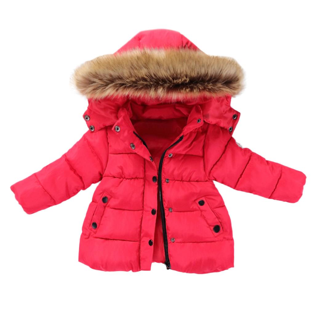 Winter Child Kids Solid Color Hoodie Zipper Coats Keep Warm Jacket Clothes