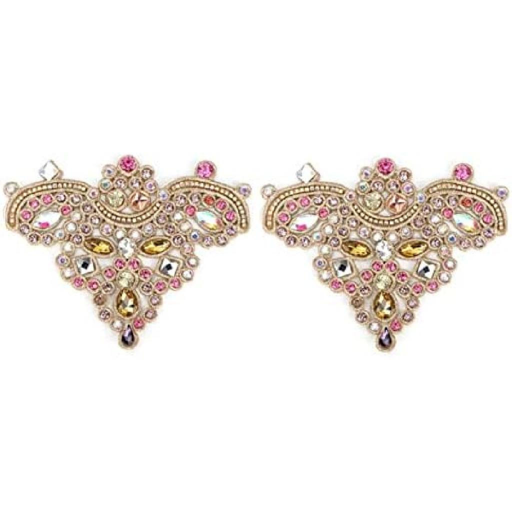 2Pcs Rhinestone Appliques, Sparkling Crystal Embroidery Patches for Clothes Bag Pants Shoes Clothing Decoration(08 Red)