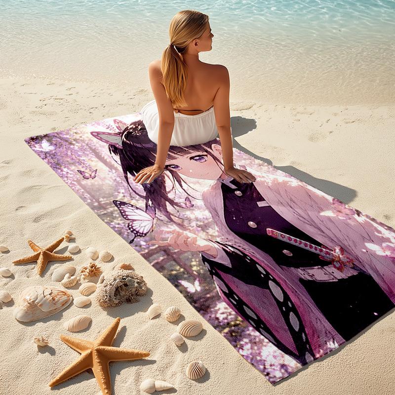 1pc Tsuyuri Kanawo Beach Towel, Comfortable and Thick, and Swimming/Bath/Picnic/Camping Towel, Suitable for Seaside Beaches