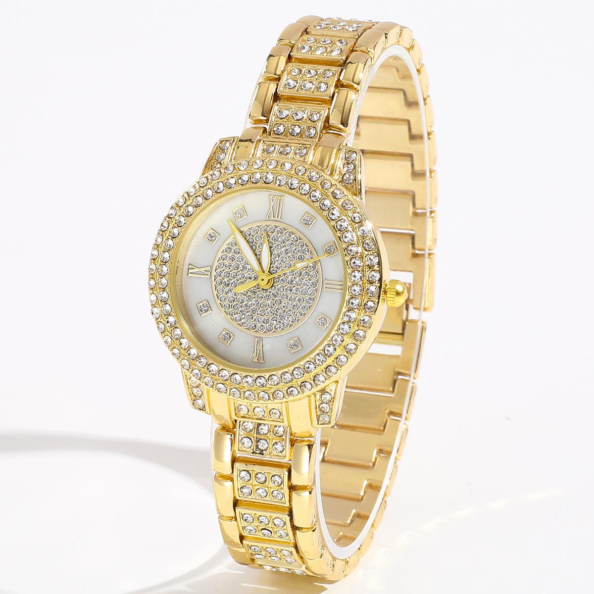 

Роскошные женские золотые часы, модные стальные женские наручные часы для вечеринок, элегантные бриллиантовые золотые часы для офиса со стразами One Size золотой