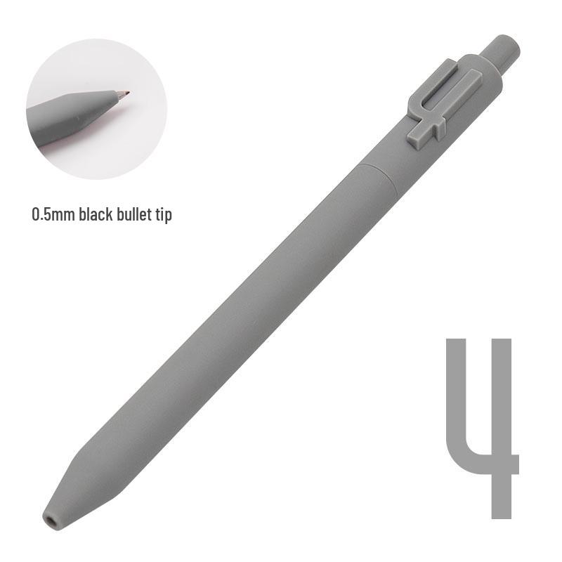 Shuyuan Black Gel Pen - Push-Button, Student Use, Minimalist Design, Candy-Colored Silicone Barrel.