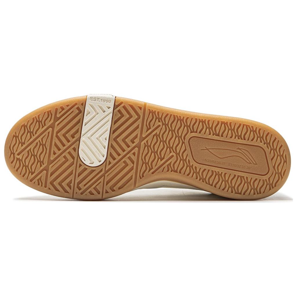 Li Ning Zheng Rong Synthetic Leather 92S Comfortable Versatile Non-Slip Wear-Resistant Low-Top Skate Shoes Men Sneakers Beige AEPU037-4