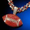 Hip-Hop Colored Diamond Football Alloy Pendant Fashion Design Sense Color Cuban Chain Necklace Men And Women