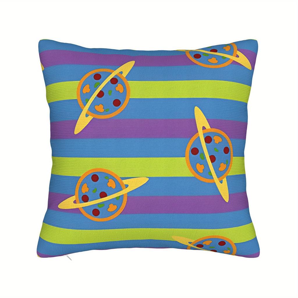 Pc Planet of Pizza Cushion  SpaceThemed  Room  Modern Farmhouse Decor with Planet  Pizza Slice Patterns Soft Durable Suit