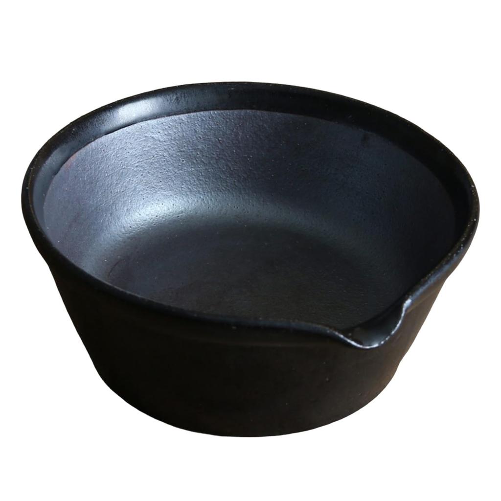 Kamoshika Tool Shop Mortar and Pestle, Made In Japan, Banko Ware Ceramic, Flat Bottom (Black Mortar and Pestle)