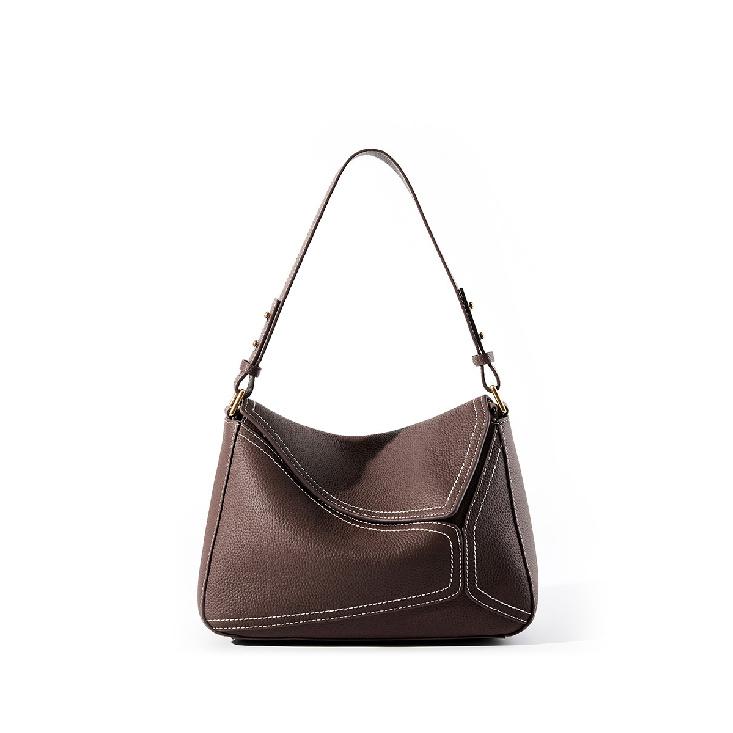 

Genuine Leather Geometric Pillow Bag 2025 New Versatile Commuter Top Layer Cowhide Underarm Women s Bag Crossbody Bag шоколадний