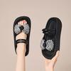 Popular Rhinestone Summer One-word Slippers Women's Outer Wear 2025 High-end Muffin Thick-bottomed Bow Cool Slippers Beach