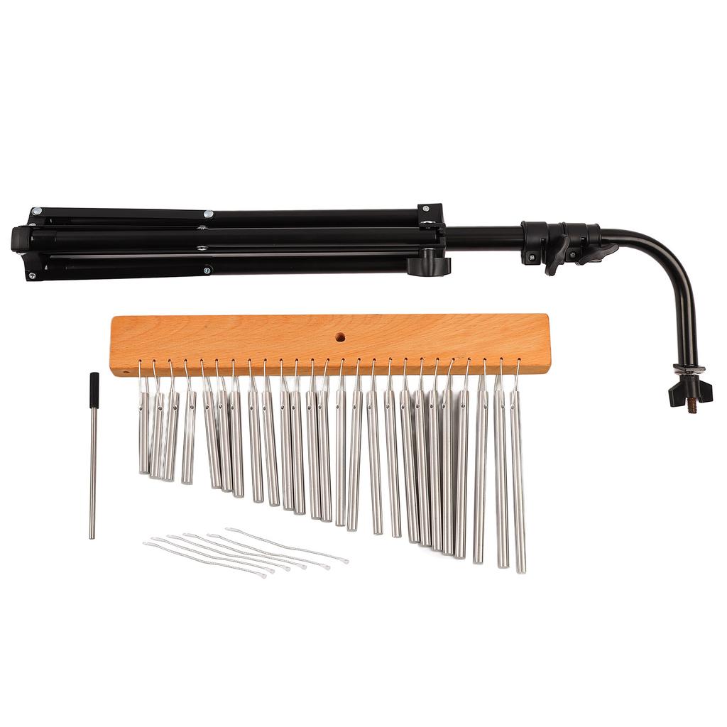 Violin Wind Chime Metal Bar Wood Base Beautiful Clear Sound Wind Chime Decoration with Adjustable Tripod