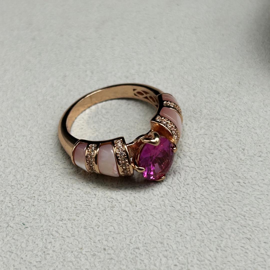 Винтажное Высококлассное Розовое Ракушечное Кольцо Нишевый Дизайн Универсальное No.9 розовый