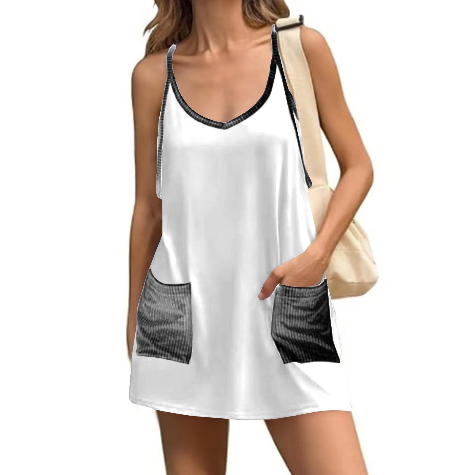 

Женское летнее теннисное спортивное платье повседневное праздничное боди со встроенными шортами M белый