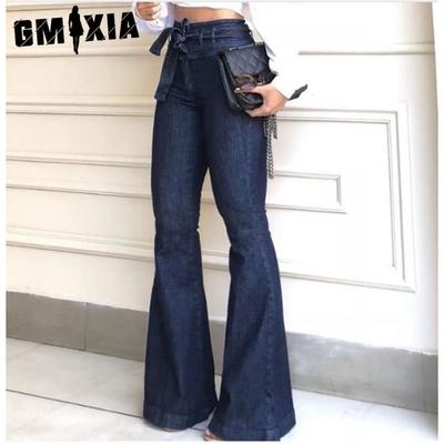 Hoge taille Hip-lift Vetersluiting Wijde pijpen Jeans voor Dames