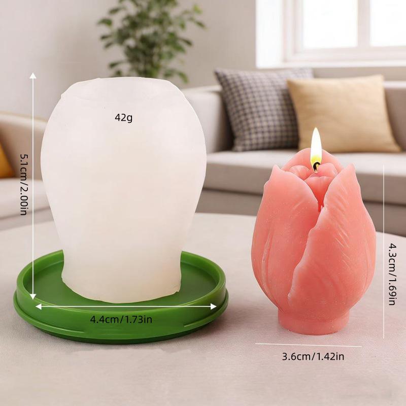 Tulip Candle Holder Silicone Mold for DIY Aroma Diffuser and Plaster Ornament Souvenirs.