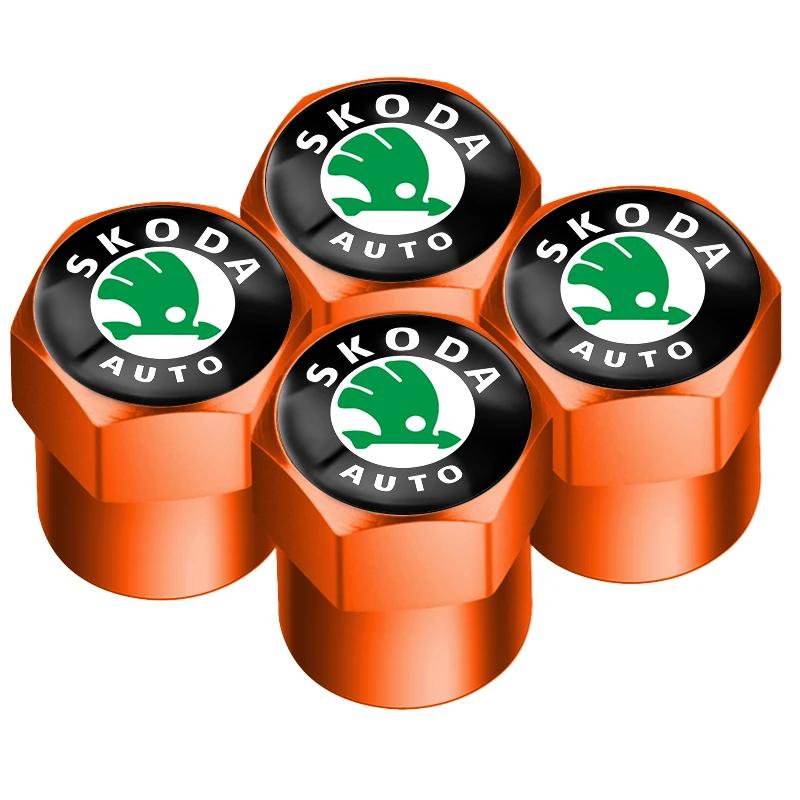 Car Sticker 2025 Hot New Sporty Aluminum Car Wheel Tire Valve Caps Tyre Rim Stem Covers Airdust Waterproof For Skoda Universal V