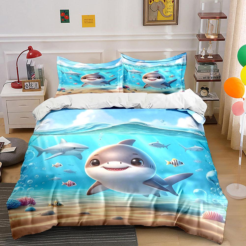 Smiling ocean friends splash. Bedding sets Duvet covers Pillowcases(1* Duvet Cover 2* Pillowcases without duvet insert)
